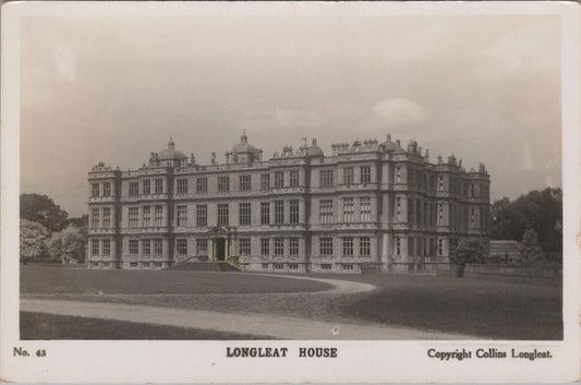 Wiltshire Postcard: Longleat House Stately Manor Collins 1930s RPPC XT2963