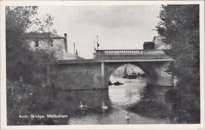 Wiltshire Postcard: Melksham Avon Bridge River Swans TVAP 1950s XT2965