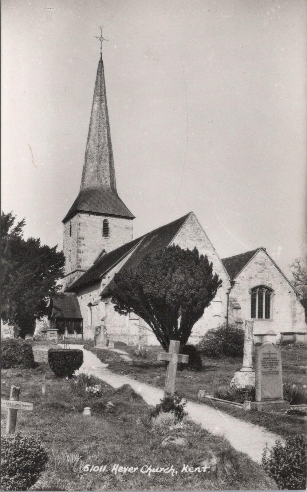 Kent Postcard: 12th century St Peter's Church, Hever. The Graveyard  XT2967