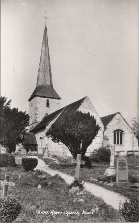 Kent Postcard: 12th century St Peter's Church, Hever. The Graveyard  XT2967