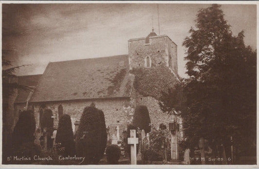 Kent Postcard: Canterbury St Martins Church, Wheeler Fisk Moore 1920s XT2970
