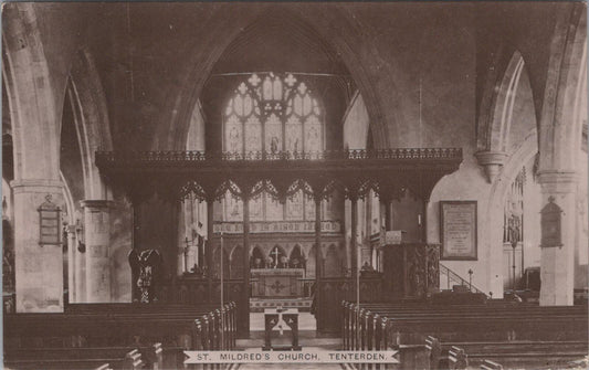 Kent Postcard: Tenterden St Mildred Bodley Rood Screen Chancel Nave RPPC XT2974