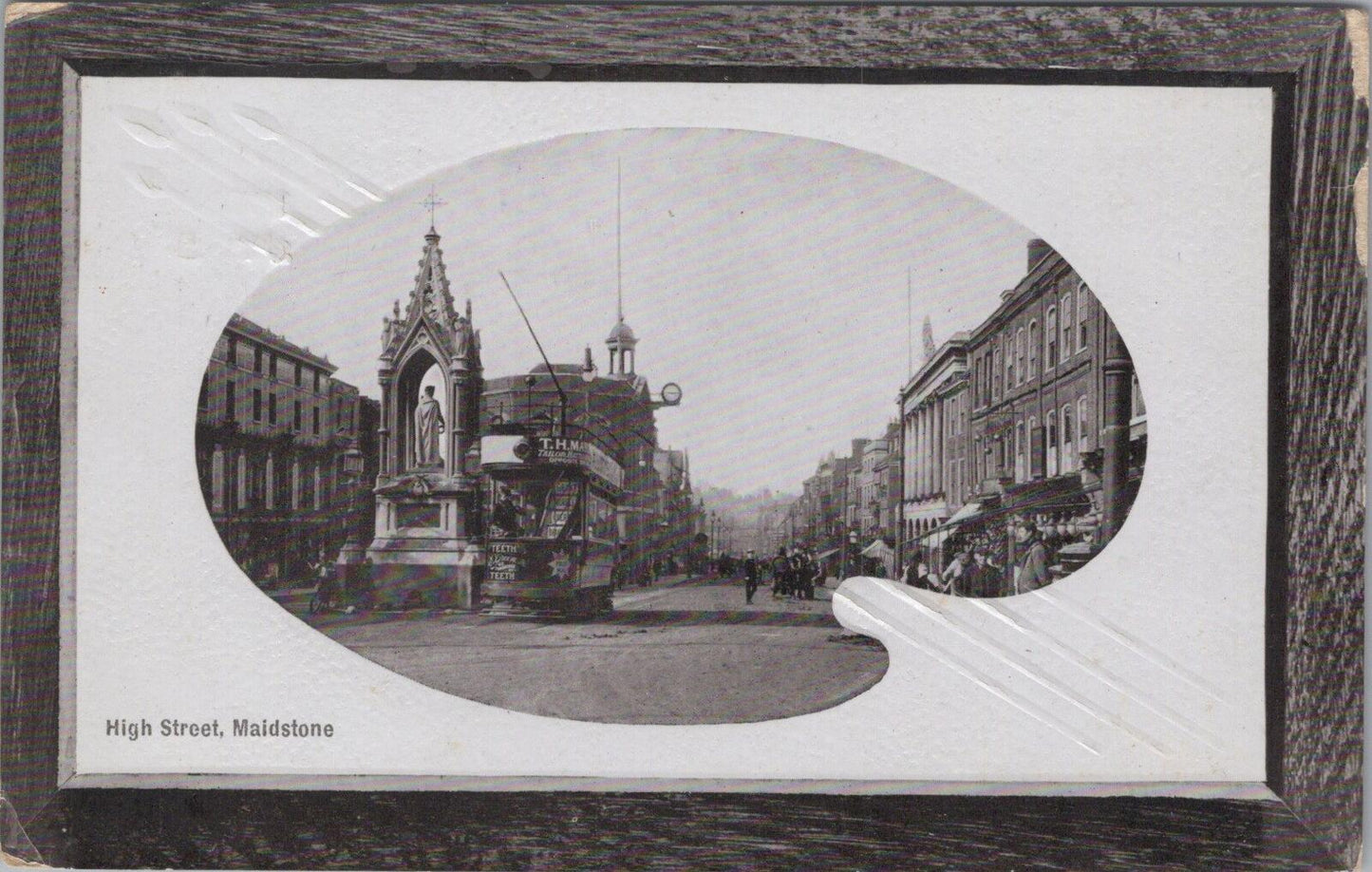 Kent Postcard: Maidstone High Street Queen Victoria Monument Tram  XT2977