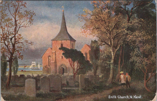Kent Postcard: Erith Church St John Baptist 12th Century Norman Spire XT2981