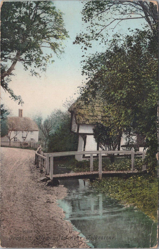 Kent Postcard: Frogholt Newington 15th Century Old Kent Cottage 1913 - XT2984