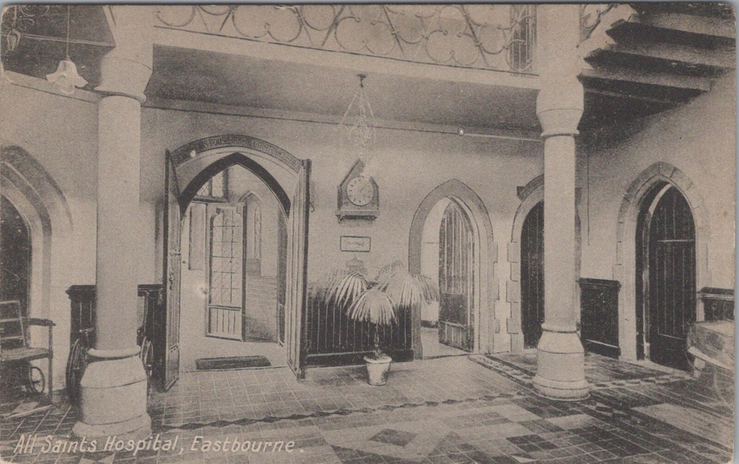 Sussex Postcard: Eastbourne, All Saints Hospital Entrance Hall 1900s XT2997
