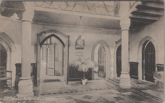 Sussex Postcard: Eastbourne, All Saints Hospital Entrance Hall 1900s XT2997
