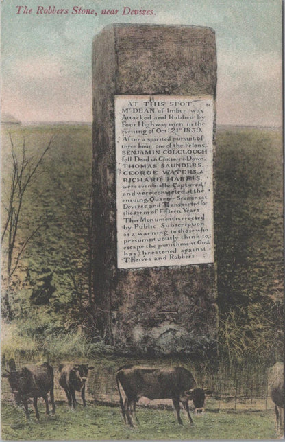 Wiltshire Postcard - The Robbers Stone, Near Devizes  XT357