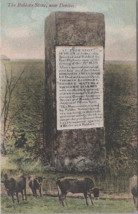 Wiltshire Postcard - The Robbers Stone, Near Devizes  XT357