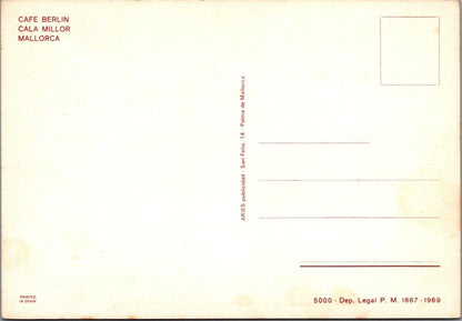 Spain Postcard: Cafe Berlin Cala Millor Mallorca Balearic Islands 1969  XT2742