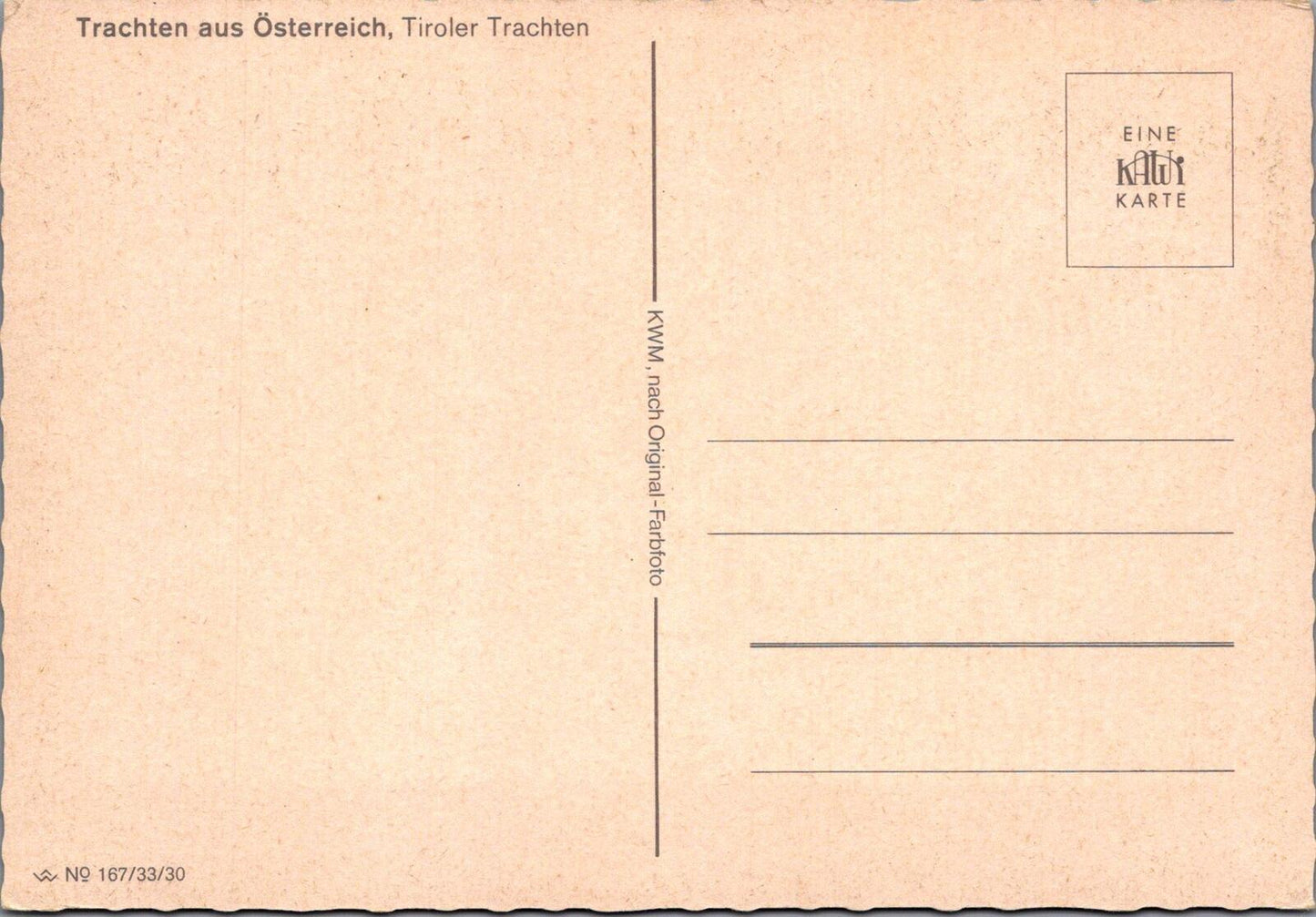 Austria Postcard: Tiroler Trachten Traditional Tyrol Folk Costumes Chrome XT2746