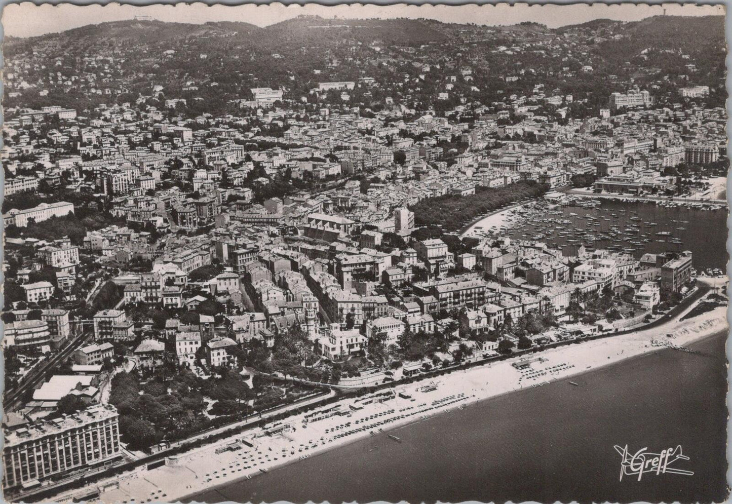 France Postcard: Cannes Vue Aerienne La Plage Du Midi Le Suquet Port RPPC XT2750