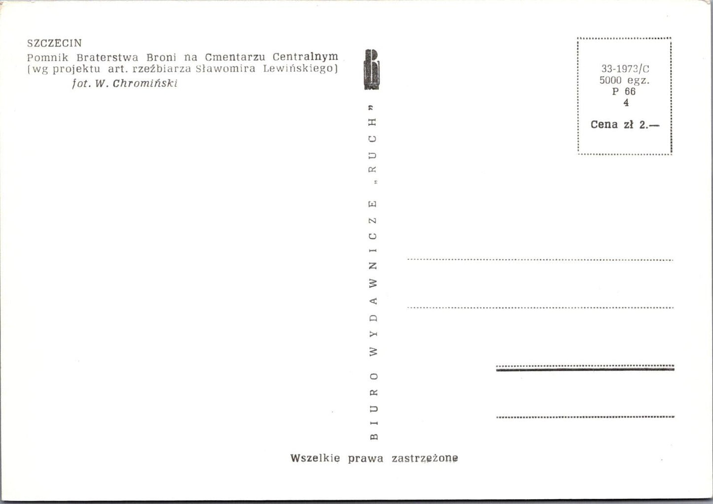 Poland Postcard: Szczecin Pomnik Braterstwa Broni Cmentarz Centralny  XT2765