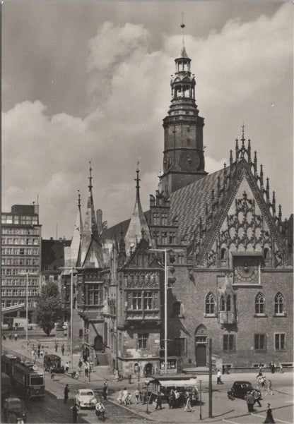 Poland Postcard: Wroclaw Ratusz Town Hall Gothic Market Square Chrome XT2767