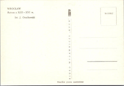 Poland Postcard: Wroclaw Ratusz Town Hall Gothic Market Square Chrome XT2767