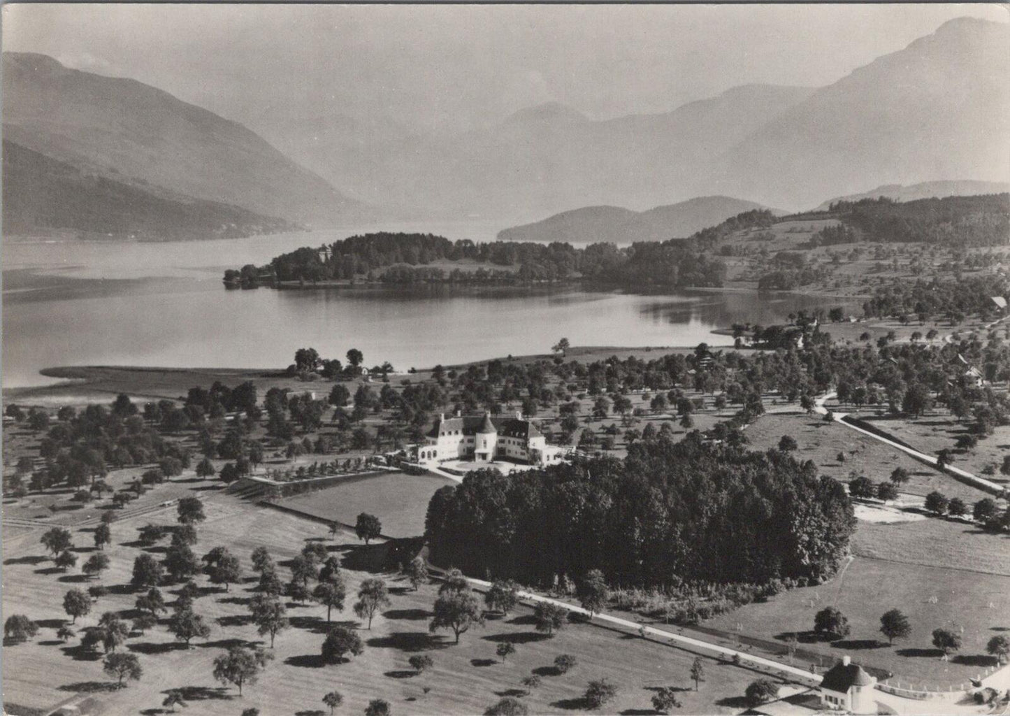 France Postcard: Talloires Lake Annecy Abbey Aerial Mountain View XT2779