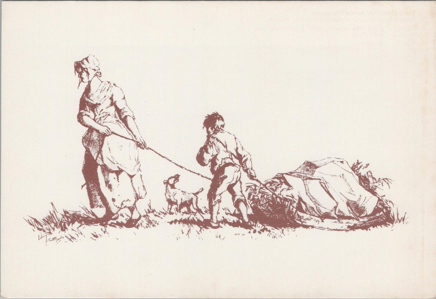 Farming Postcard: Gleaners William Henry Pyne Agriculture Microcosm 1806 XT2789
