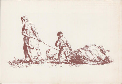 Farming Postcard: Gleaners William Henry Pyne Agriculture Microcosm 1806 XT2789