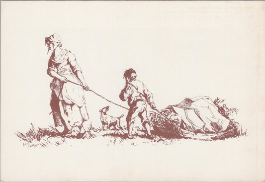 Farming Postcard: Gleaners William Henry Pyne Agriculture Microcosm 1806 XT2789