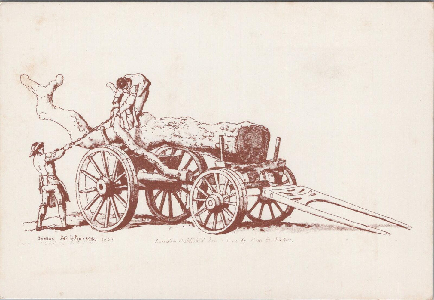 Industry Postcard: Loading Timber Wagon Old Carts Pyne Microcosm 1806 XT2791