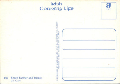 Co Clare Postcard:Sheep Farmer And Friends Irish Country Life Agriculture XT2797