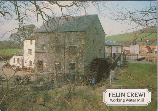 Powys Postcard: Felin Crewi Working Watermill Penegoes Machynlleth Chrome XT2802