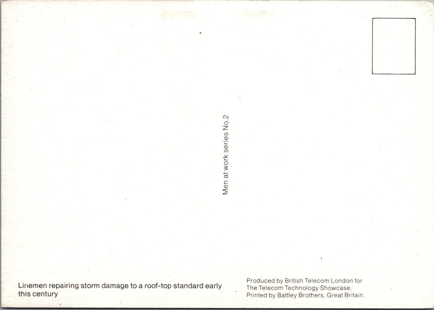 London Postcard: British Telecom Linemen Storm Damage Roof Top Chrome XT2804
