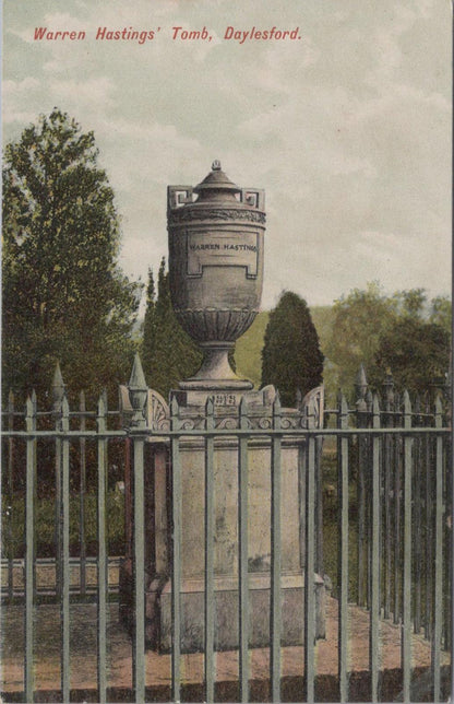 Gloucestershire Postcard - Tomb of Warren Hastings, Daylesford  XT646