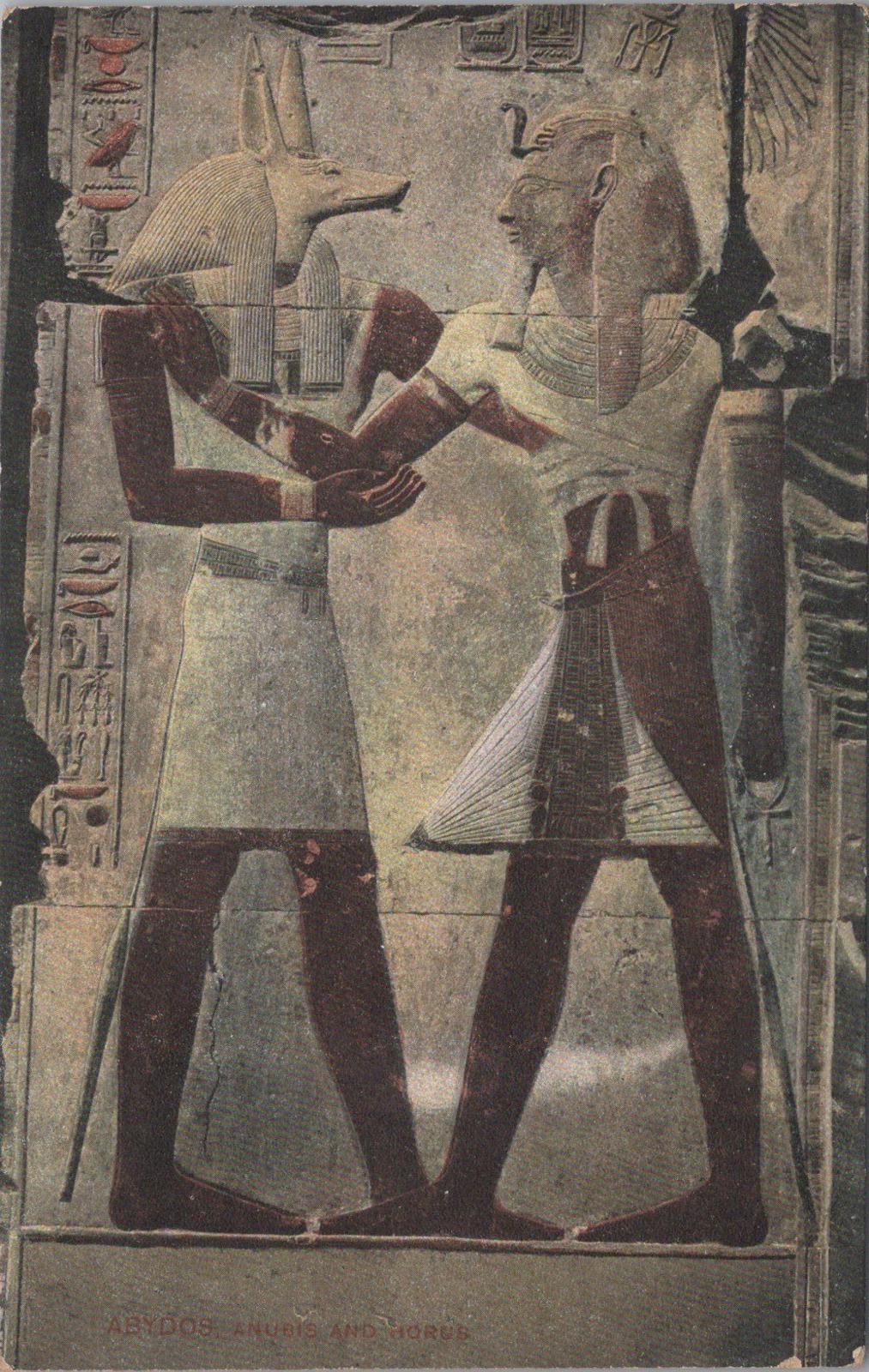 Egypt Postcard - Abydos: Anubis and Horus, Temple of Seti I at Abydos  XT660