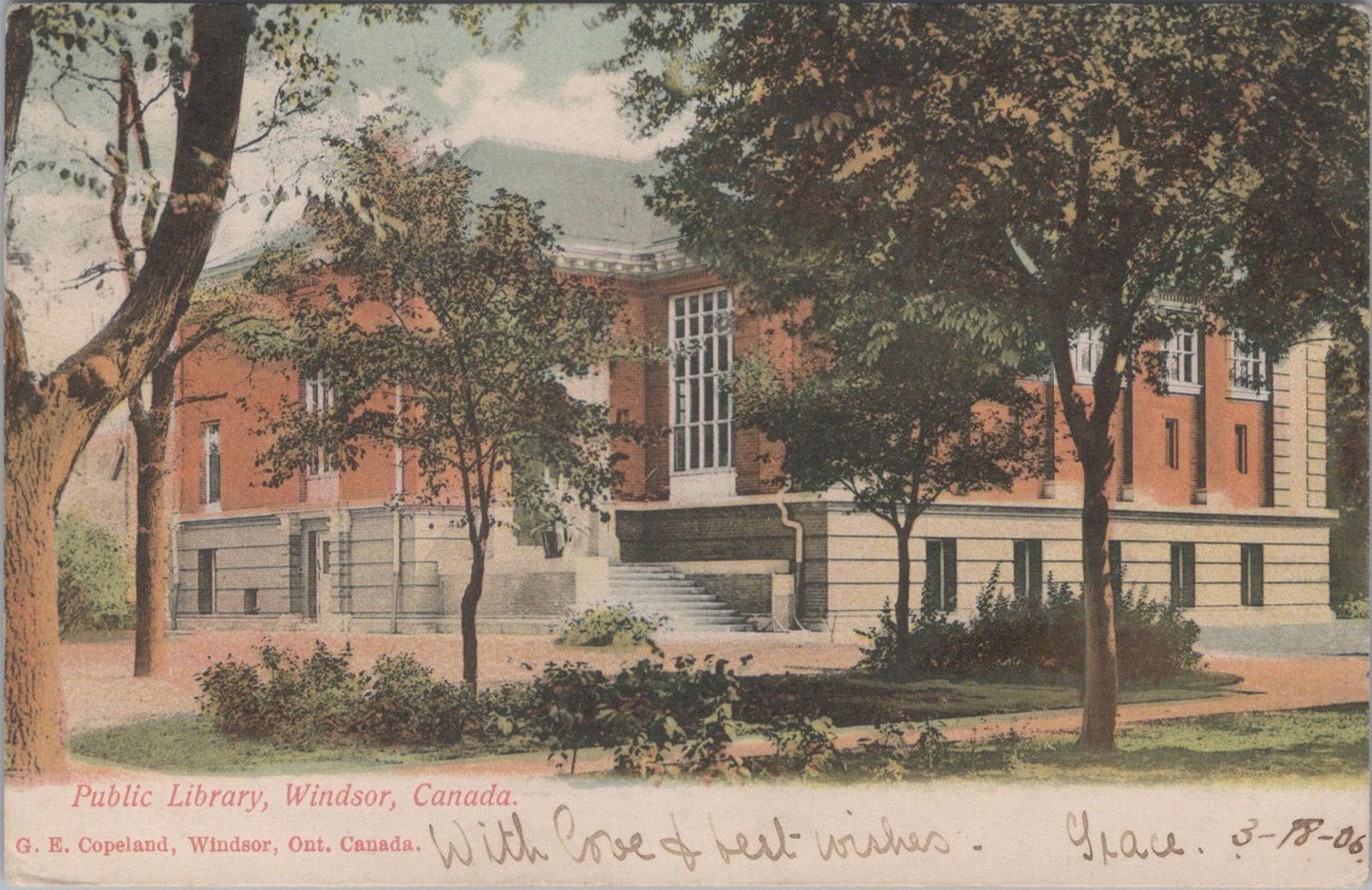 Canada Postcard - Carnegie Public Library in Windsor, Ontario  XT704
