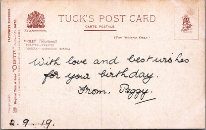 Greetings Postcard - Birthday Flowers, Violets, Many Happy Returns  XT711