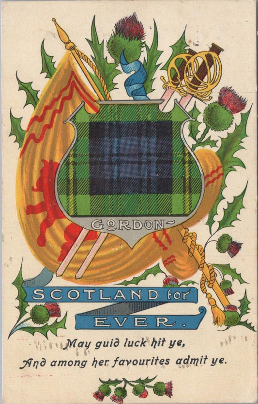 Heraldry Postcard - Scotland For Ever, Gordon Tartan   XT721