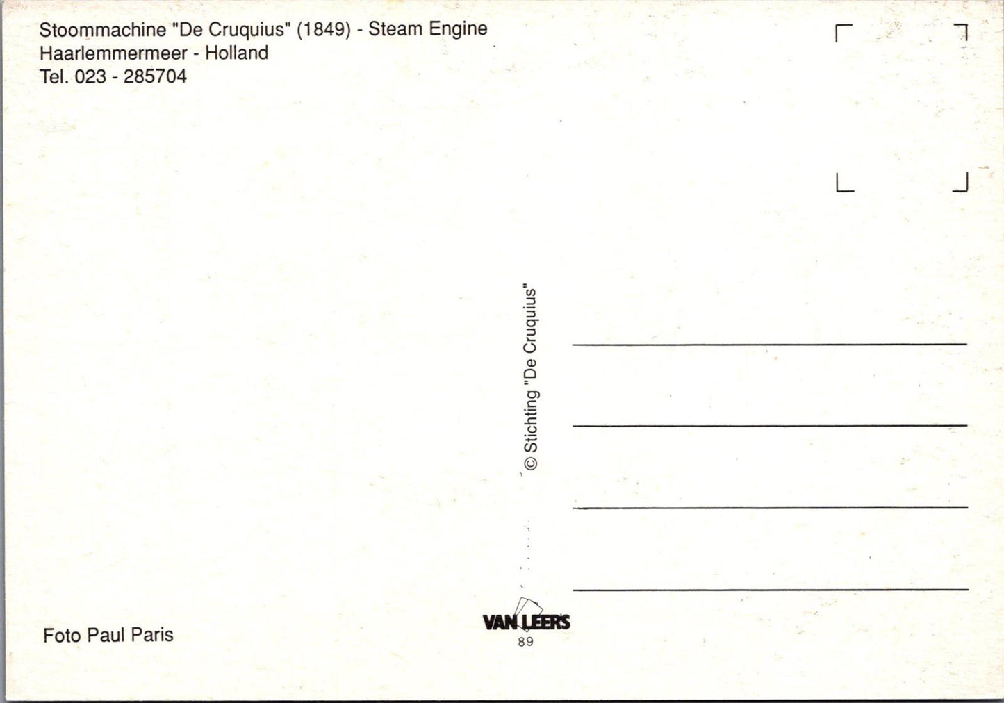 Netherlands Postcard-Stoommachine De Cruquius Steam Engine,Haarlemmermeer XT1148