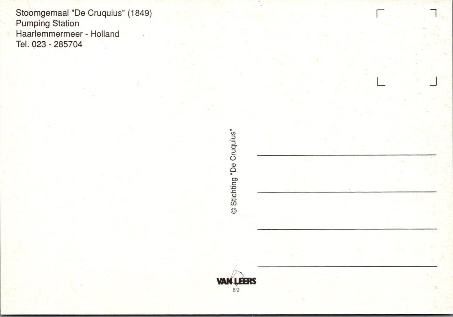Netherlands Postcard-Stoommachine De Cruquius Pump Station,Haarlemmermeer XT1151