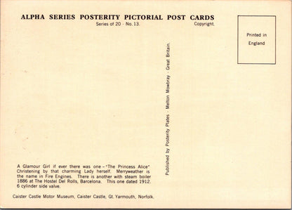 Fire Engine Postcard - The Princess Alice Merryweather Fire Engine  XT1187