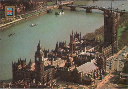 London Postcard - Aerial View of The Houses of Parliament & River Thames XT1199