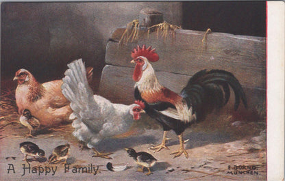 Animals Postcard - Birds, A Happy Family. Artist E. Borno München XT1265