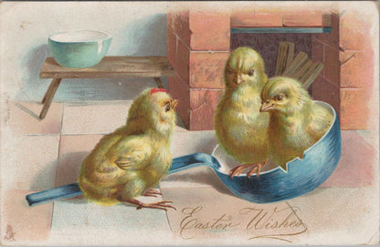 Animals Postcard - Birds, Easter Wishes, Fluffy Yellow Baby Chicks  XT1277