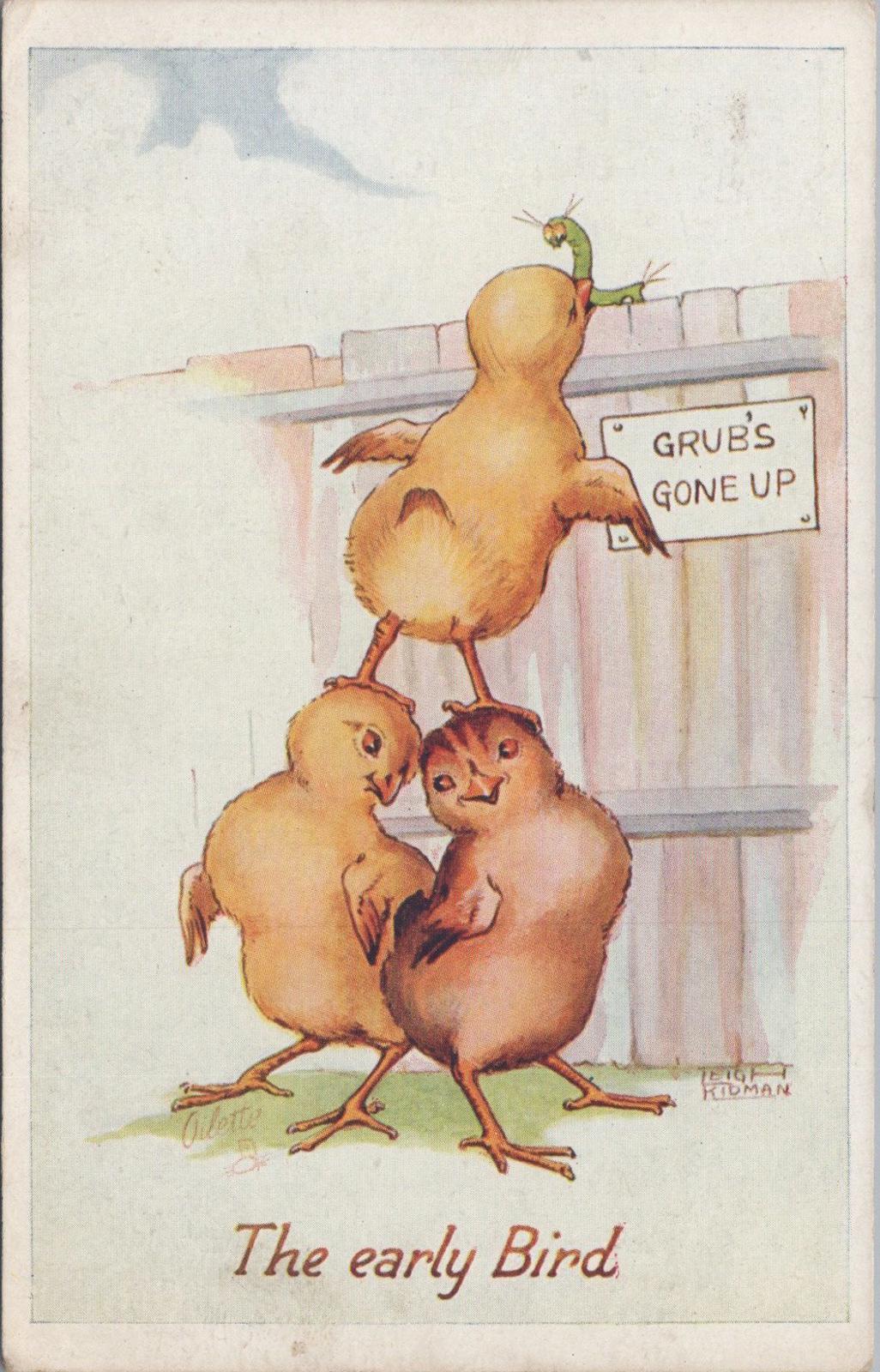 Animals Postcard - Birds, The early Bird, Artist Leigh Ridgman XT1282
