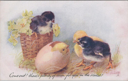 Animals Postcard - Birds, Chicks and Ducklings, Golden Fluff  XT1289