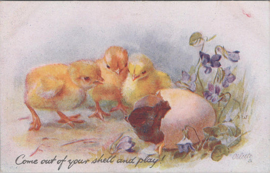 Animals Postcard - Birds, Chicks and Ducklings, Golden Fluff  XT1290