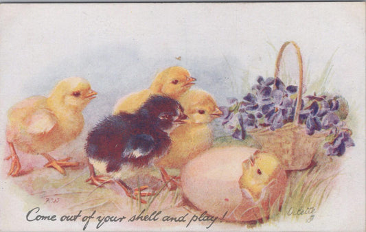 Animals Postcard - Birds, Chicks and Ducklings, Golden Fluff  XT1292