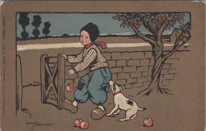 Artist Postcard - Dutch Boy Scrumping With Dog, Artist Ethel Parkinson  XT1303