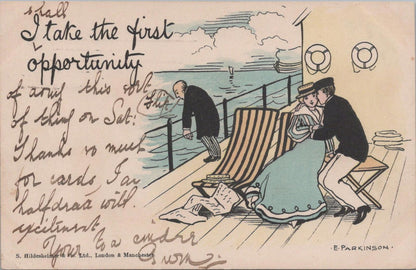 Artist Postcard - A Moonlight Flit, Romance, Artist Ethel Parkinson XT1305