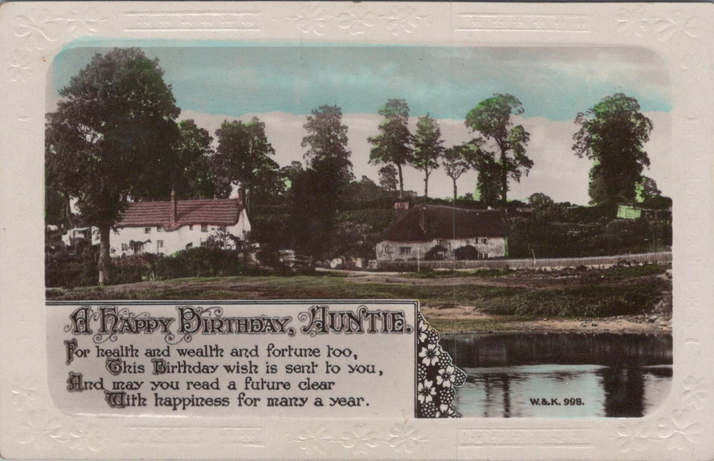 Greetings Postcard - A Happy Birthday, Auntie, Village Cottages  XT1310