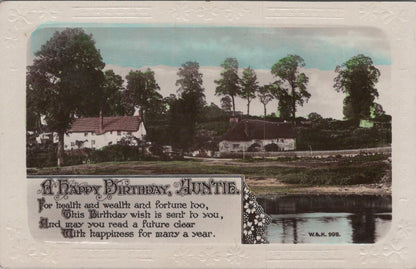 Greetings Postcard - A Happy Birthday, Auntie, Village Cottages  XT1310