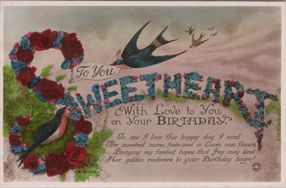 Greetings Postcard - To You Sweetheart, A Swallow Mid-Flight  XT1313