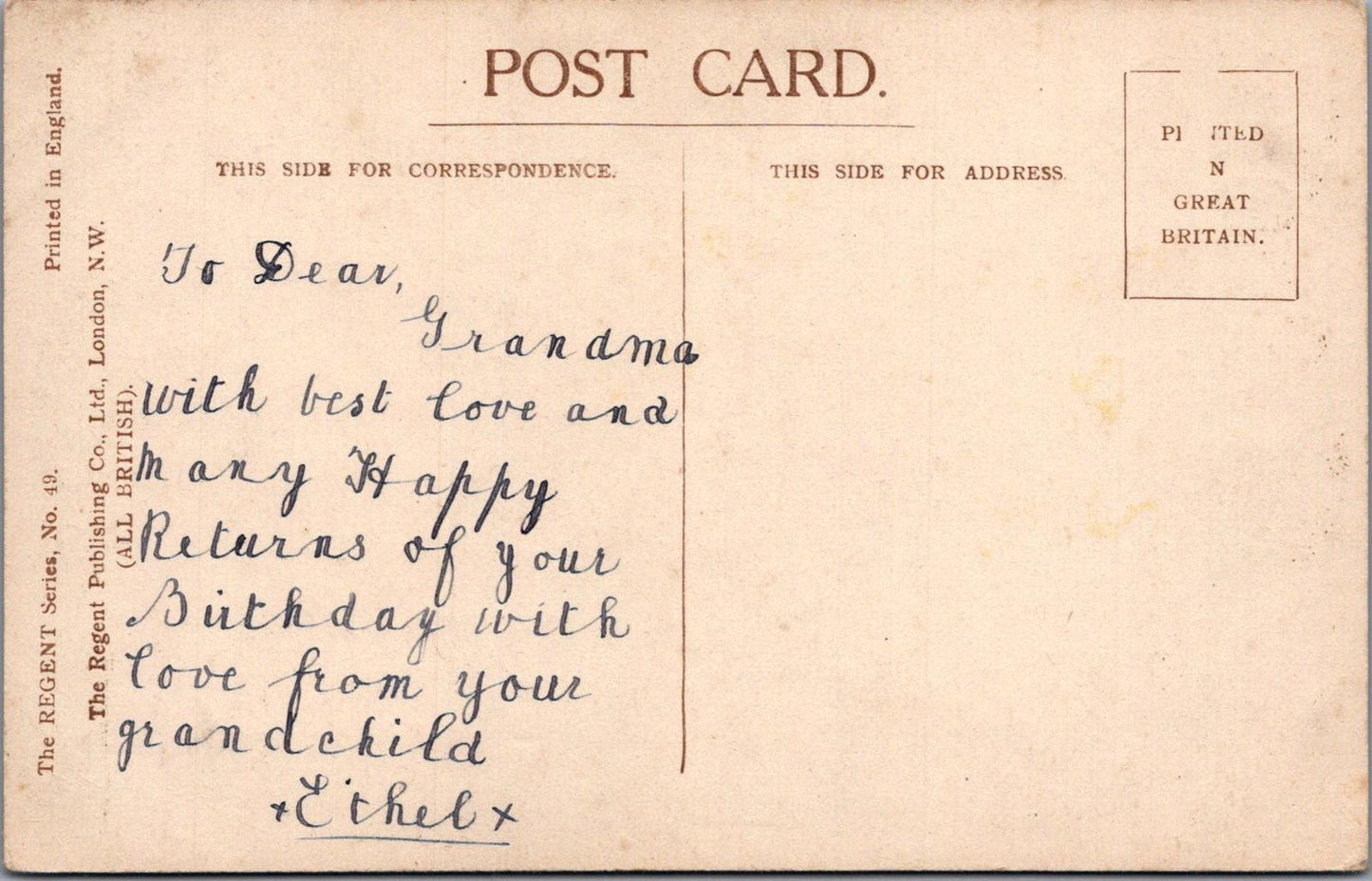 Greetings Postcard - Many Happy Returns of The Day, Vase of Flowers  XT1315