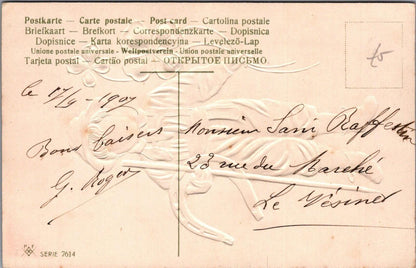 France Postcard Souvenir d'amitie Boy Horseshoe Four Leaf Clover 1907 XT2426