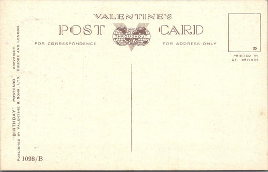 UK Postcard Birthday Old Time Greeting Allan Junior Crinoline Lady XT2438